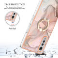 Marble Pattern Ring Holder Slim Phone Case For LG Velvet 4G / Velvet 5G / G9 Velvet Phone Case Metal Kickstand Cover.