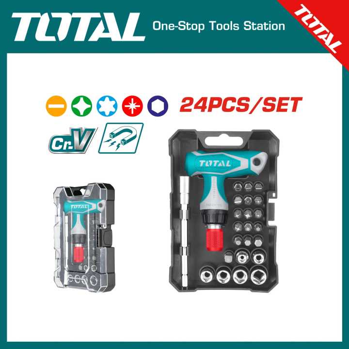 TOTAL TACSD30186 24 Pcs T-handle wrench screwdriver set