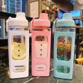 700ml Square shape plastic water bottle with straw gym portable sport bottle Drink Bottles. 