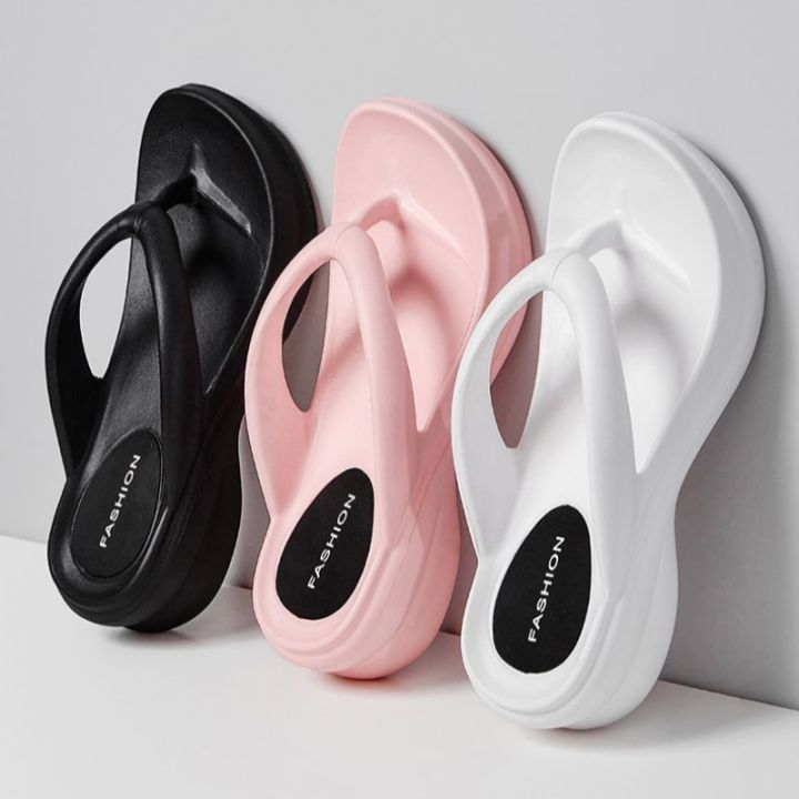 Women Sand Beach Flip Flops Wedge Heels Outside the Seaside Beach Sandals Thick-bottomed Flip-flops Outdoor Slides Summer Shoes