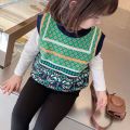 Girl's Knitted Vest Spring and Autumn Thin Vest Outer Wear Baby Korean Style Western Style Waistcoat Children's Autumn Sweater Vest Fashion. 