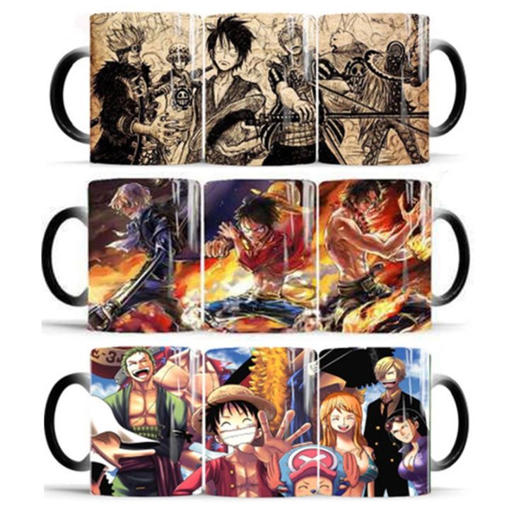 1Pcs 350mL One Piece Coffee Mugs Color Change Tea Cup Luffy Zoro Anime Cartoon Novelty For Gifts Birthday Party Multiple Styles