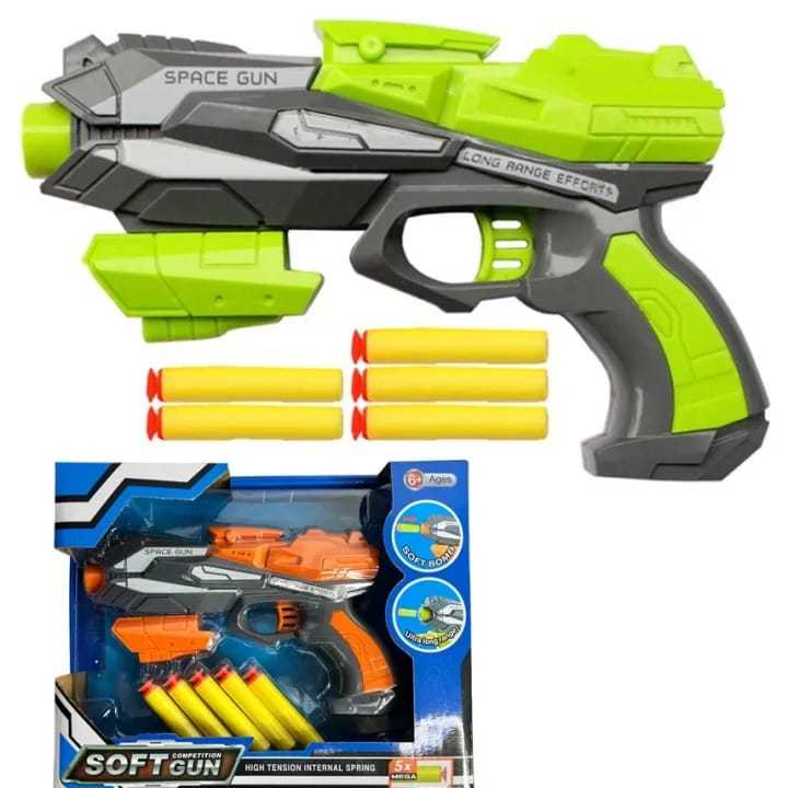 Soft Competition Nerf G.un With 5 Nerf soft toy Bullets Target Set Toys for Kids.