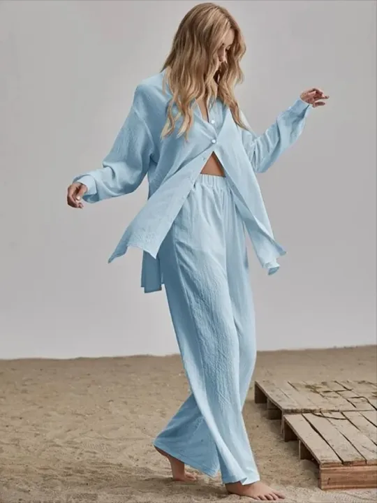 Ladies%20qualityful%20Cotton%20Maxi%20Shirt%20Fall%20Wide%20Leg%20Pants%20Set%20Two%20Piece%20Set%20Vintage%20Loose%20Streetwear%20Outfits%20-%20Image%204