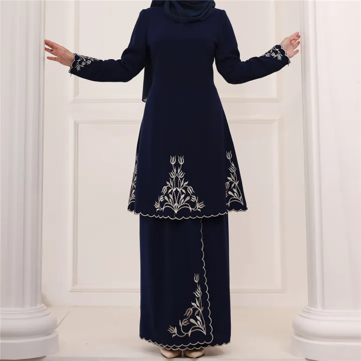 2%20Pieces%20Muslim%20Sets%20Women%20Abaya%20Solid%20Embroidery%202pcs%20Skirts%20Suits%20Islamic%20Clothing%20Malaysia%20Baju%20Kurung%20Turkey%20Prayer%20Clothes%20-%20Image%204