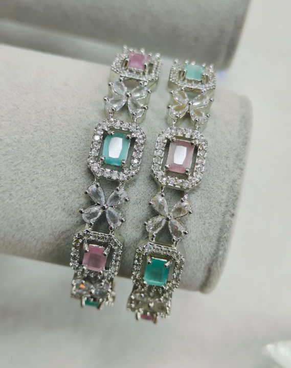 Luxurious%20Rhodium%20Plated%20High%20Grade%20Authentic%20American%20Diamond%20Cut%20Bangles%20For%20Women%20-%20Bangles%20For%20Her%20-%20Image%205
