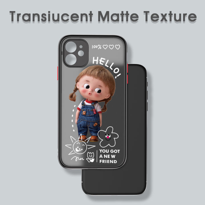 UCUC%20for%20Infinix%20Note%2011%20/%20Infinix%20Note%2012%20G88%20Back%20Cover%20Hello%20Cute%20Girl%20Frosted%20Transparent%20Hard%20Phone%20Case%20Thin%20Shockproof%20Full%20Cover%20Camera%20Protect%20Case%20-%20Image%203