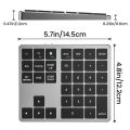 35 Keys Numeric Keyboard Rechargeable Dual Bluetooth Wireless Number Keypad Mini External Numpad for iPad Laptop Windows IOS.