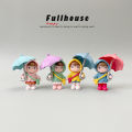 Open umbrella little girl cute cartoon desktop character knickknack creative office healing system micro landscape mini.