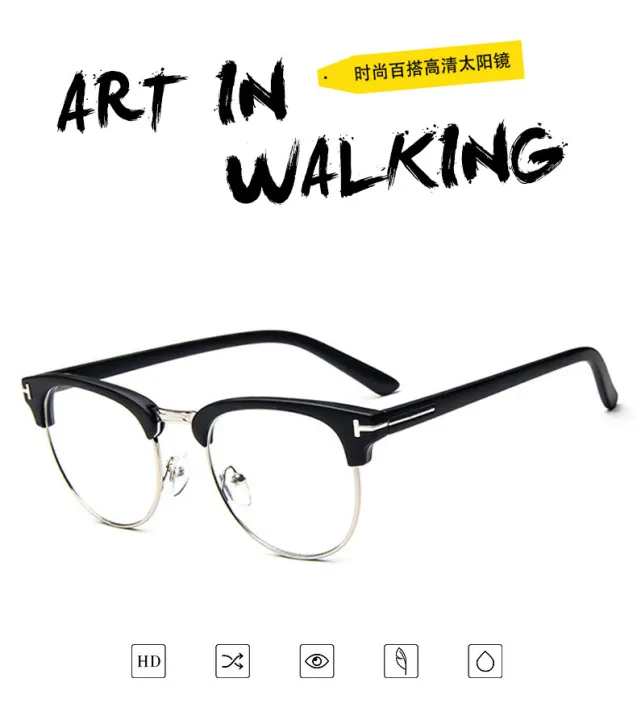 Retro%20T-shaped%20glasses%20frame%20Half-frame%20metal%20white%20frame%20glasses%20trend%20flat%20mirror%20-%20Image%206