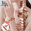 LouisWill Ladies Watch Fashion Quartz Watch Diamond Watches Steel Strap Watches 30M Waterproof Watch Thin Strap Watch Roman Numerals Dial Watches Luxury Design Watch Wristwatch With Dual Calender. 