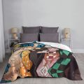 【2023】 Demon Slayer Kamado Nezuko Tanjirou Zenitsu Inosuk Blanket Kimetsu No Yaiba Anime Soft Throw Blankets for Sofa Office Rug Piece. 
