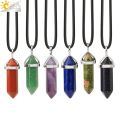 Csja Natural Stone Necklace Crystal Pendant Necklaces Hexagonal Reiki Chakra Raw Purple Gem Women Jewelry E056. 