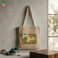 Tag Lifestyle Eco Friendly Fashionable Jute Tote Bag Shopping Bag/College/University Bag, Tote Bag, Jute Bag with Zipper. 