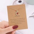 New Moon Star Crystal Birthstone Pendant Necklace For Women Choker Mom Birthday Jewelry Gift Gold Color Clavicle Chain Card. 