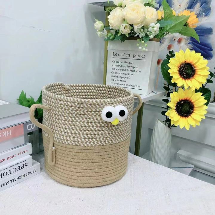 Cartoon%20round%20Fabric%20Storage%20Bucket%20Toy%20Desktop%20Storage%20Basket%20Woven%20Snack%20with%20Lid%20Storage%20Box%20Big%20Eye%20Monster%20-%20Image%203
