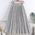 Spring Summer Skirt Women 2022 New Vintage Floral Print Chiffon Pleated Skirt Elastic High Waist Casual Midi Skirt Women Clothes. 