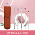 6 Pcs Premium Stainless Steel Ear Cleaning kit, Ear Curette Ear Cleaner Tools for Children and Adult Earwax Removal Kit Cleaning Kit with Portable Bag Best Gadgets. 