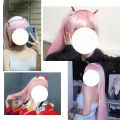 Zero Two Cosplay Wig Anime DARLING in the FRANXX 02 Cosplay Wigs 「HSIU 」Fiber synthetic wig Pink long hair+Free wig Cap. 