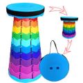 Rainbow Telescopic Stool Outdoor Portable Chair Folding Camping Fishing Chair Traveling Picnic Retractable Folding Chair. 