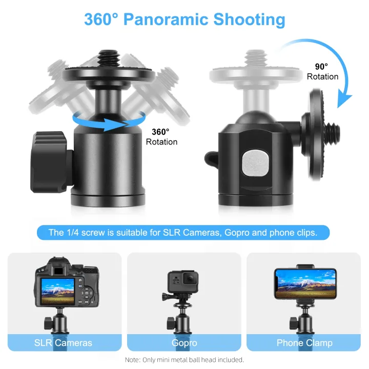 PULUZ%201/4%20inch%20Inner%20Screw%20Metal%20Tripod%20Ball%20Head%20Adapter%20with%20Knob%20Lock(Black)%20-%20Image%204