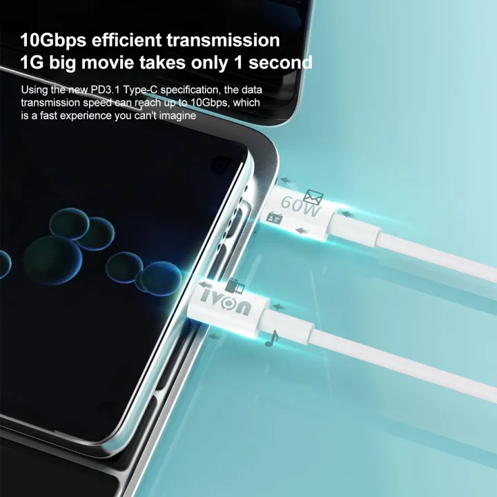 IVON%20CA203%2060W%20PD%20USB-C%20/%20Type-C%20to%20USB-C%20/%20Type-C%20Fast%20Charging%20Data%20Cable,%20Cable%20Length:%201m%20-%20Image%204