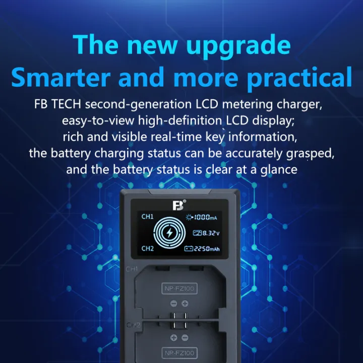 FB%20NP-FZ100%20Camera%20Battery%20Dual%20LCD%20Charger%20for%20Sony%20A7M3%20A7M4%20A7R3%20ARR4%20A7R4%20A7S3%20A7C%20A7R5%20A9M2%20FX30%20FX3%20A1%20A6600%20ZV-E1%20A9S%20IV%20-%20Image%202