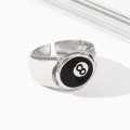 Pool Ball Ring Billiards Men'S Ring Adjustable Number Black 8 Eight Pool Billiard Ring, for Pool Lovers. 
