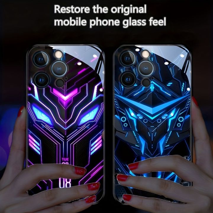 Multicolored Smart Voice-activated Call Light-emitting Shell LED Light Mobile Phone Case For IPhone 14/14 Plus/14 Pro/14 Pro Max/13/13 Mini/13Pro/13 Pro Max Glowing Bumper Shockproof Skin Feeling Frosting And Anti Scratch Protective Shell