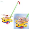 Push Along Walking Toy Educational Helicopter Hand Pushing Toy for Gifts. 