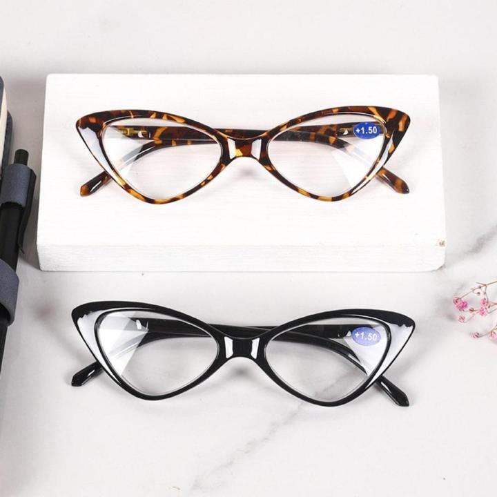 【Funny Bunny Toy Store】Women Ladies Cat Eye Frame Anti Blue Ray Ins Personality Fashion Flat Presbyopic Elderly Eyeglasses