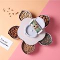 Flower shape Candy Box Creative Rotary Switch storage plate home Snacks partition organizer box.