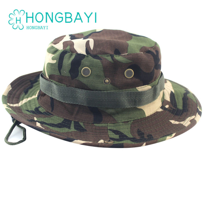 Flat Roof Military Hat Cadet Patrol Bush Hat Outdoors Climbing Fishing ...