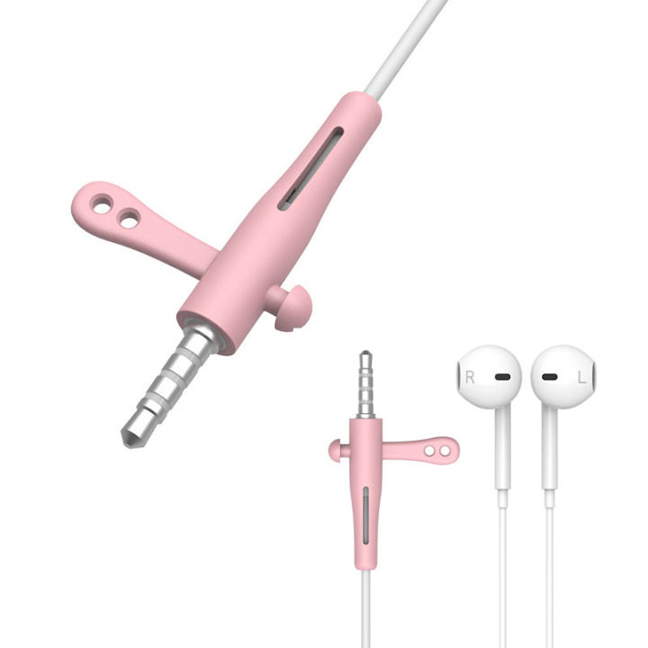 2 Pcs 3.5mm Earphone Protector Silicone Headphone Cable Cover Anti-breaking Bite Cable Winder