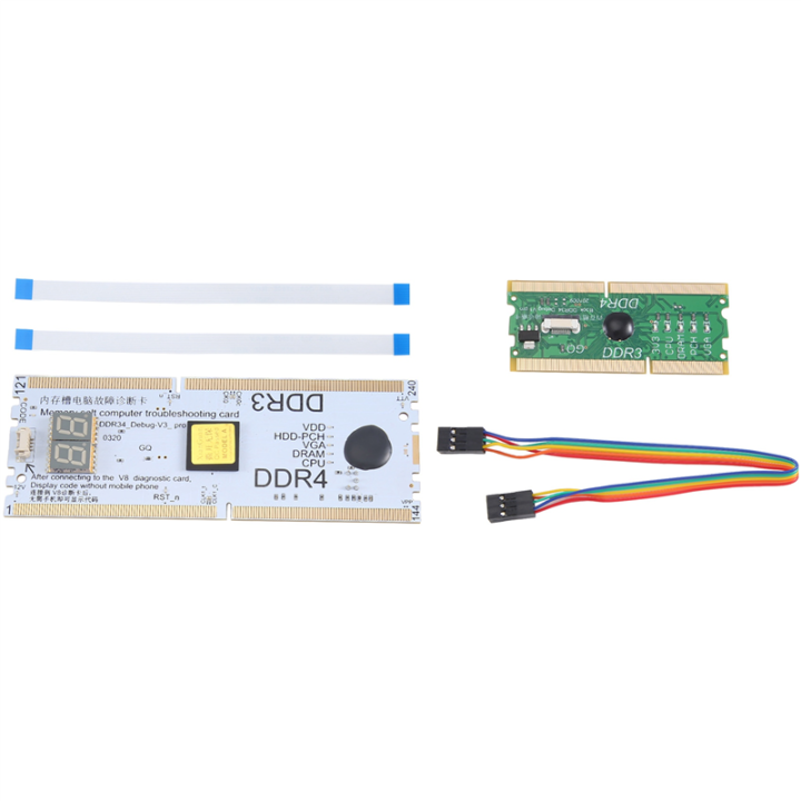 Laptop/Desktop Motherboard Memory Slot DDR3/DDR4 Diagnostic Analyzer Debug Test Card Fit for DDR3/4 Notebook Repair Plastic Motherboard Memory Slot