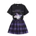 College Style T-shirt Short Summer New Girls JK Set Children's Clothing Fashionable Pleated Skirt.