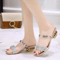 Korean Sandals for Women Women Rhinestone Casual Sandals Fish Mouth Sequins Wild Shoes High Heel Slippers Wedge Sandals female shoes women shoes.