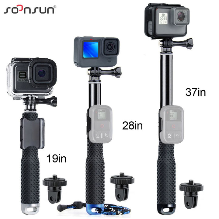 SOONSUN Waterproof Extendable Pole Selfie Stick for GoPro Hero 12 11 10 9 8 7 Hand Grip for SJCAM DJI Action Camera Accessories