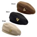 Fall Winter Elegant Solid British Painter Hats Brimless Baret For Women Woolen Beret Hat With Love Heart. 