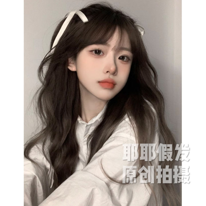 Cross Border Wig Female Long Hair Natural Long Curly Hair Lolita Round Face Full Head Cover Wig Korean Style Egg Cone Big Waves