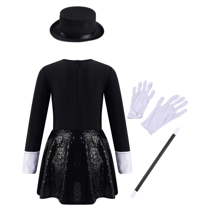 iEFiEL%20Kids%20Girls%20Magician%20Costume%20Halloween%20Cosplay%20Party%20Outfit%20Long%20Sleeve%20Leotard%20Dress%20with%20Hat%20Magic%20Wand%20Gloves%20Set%20-%20Image%202