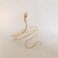 Exaggerated Snake Shaped Bracelet Women's Fashion Twisted Wrap Alloy Animal Arm Ring Body Jewelry Accessory.