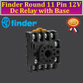 Finder Dc 12Volt 10A Coil Round 11 Pin Power Electromagnetic General Purpose Relay With Base.