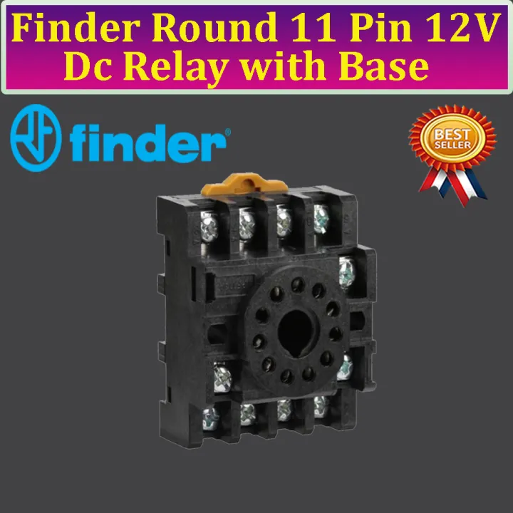 Finder%20Dc%2012Volt%2010A%20Coil%20Round%2011%20Pin%20Power%20Electromagnetic%20General%20Purpose%20Relay%20With%20Base%20-%20Image%204