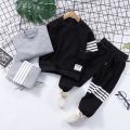 Spring Striped Baby Boys Workout Sweatshirt + Drawstring Sweatpant Sets Kids Tracksuit Child Jumper Pant Jogger Set 2-11 Years. 