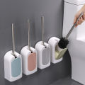 Bathroom Wall-mounted Toilet Brush Set Stainless Steel Long Handle Soft Hair Cleaning Brush. 