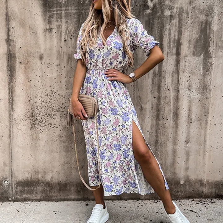 Summer%20%20Floral%20Pattern%20Slim%20Dress%20Casual%20Short%20Sleeve%20High%20Waist%20Dresses%20Female%20Sexy%20V-Neck%20Outdoor%20Colorful%20Dresses%20-%20Image%205
