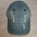 Sky Blue Distressed Ripped Denim Wash Cap/ Hat Premium.