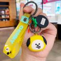 Kpop Idol BTS BT21 cute cartoon silicone doll keychain key ring pendant.