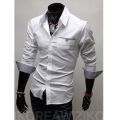 New Fashion Men Slim Fit Dress Shirt Button Down Casual Long Sleeve Regular Gentleman Top Shirts Black White Gray. 
